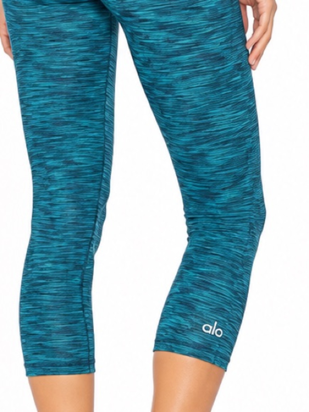 ALO Yoga Womens blue teal green Crop Leggings Airbrush Marble Athletic